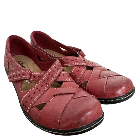Clarks Shoes - Clarks Evianna Peal Red 26107276 Womens 9.5 Comfort Loafer Buckle